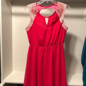 Hot pink dress with off white detail!